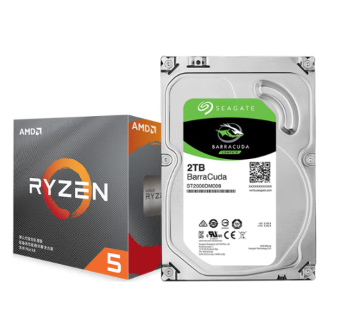 AMD 銳龍 5 3600處理器 (r5) 7nm CPU+希捷 2TB 256MB 7200RPM 臺(tái)式機(jī)機(jī)械硬盤